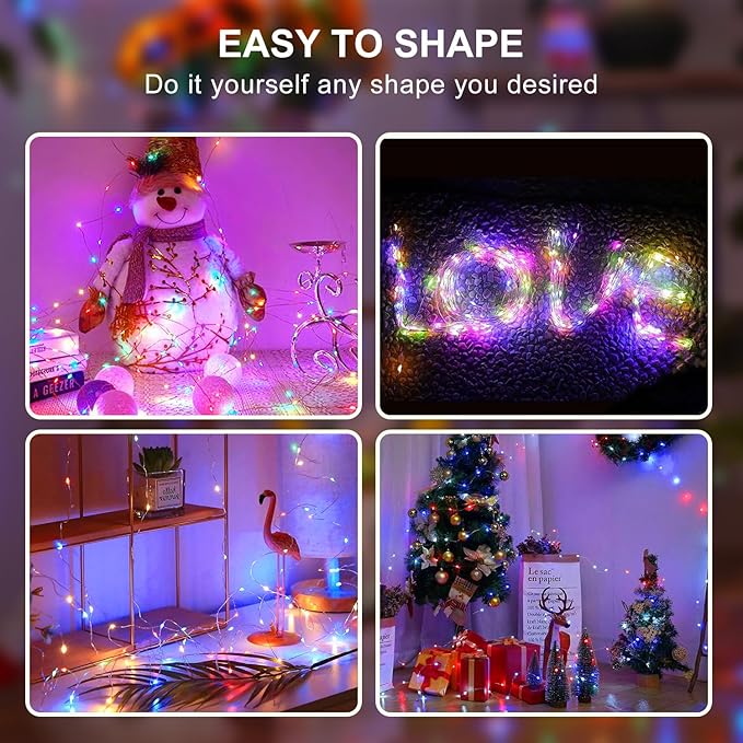 Aogist 4-Pack 16FT Fairy Lights with Spool,Ultra-Bright 50 LEDs Battery Operated Copper Wire String Light for Bedroom Christmas Wedding Centerpiece Parties Decoration,Multicolor