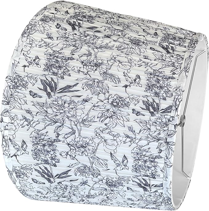 TOOTOO STAR Printed Drum Lamp shades, 12"x14"x9.5" Medium pleated lampshade for table & bedside lamps, Floor Lamps (Spider) -Assembly Required
