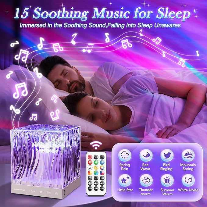 One Fire Northern Lights Projector Christmas Gifts Teens,White Noise Sound Machine+18 Colors+Bluetooth Music+Remote Control Aurora Light Projector for Bedroom,Cool Things Relaxation Gifts for Women