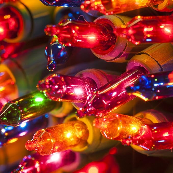 FUNPENY 50 LED Outdoor Christmas Lights, 16 FT Mini String Light with 8 Modes, Waterproof Tree Lights for Indoor Outdoor Patio Garden Party Wedding Christmas Decoration, Multi-Color