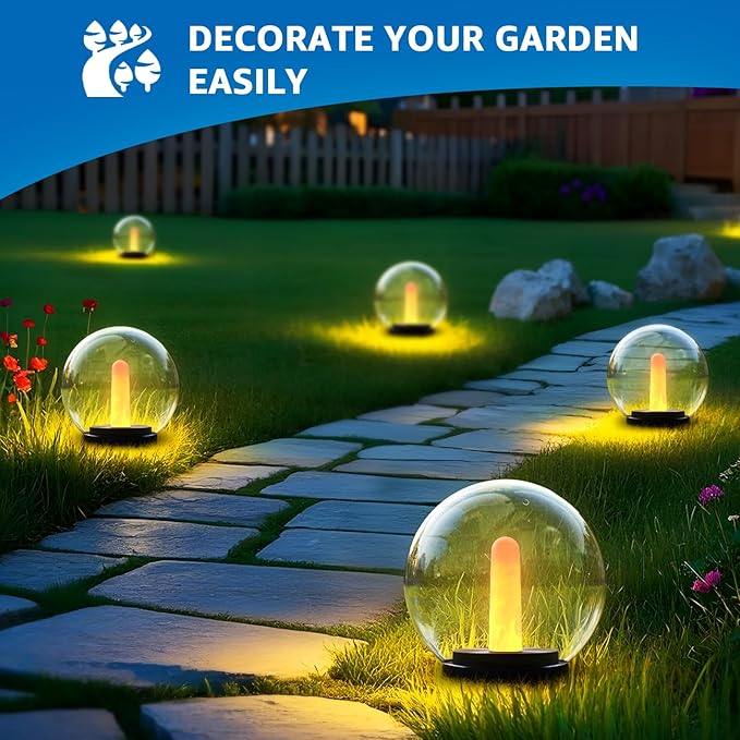 2-Pack Solar Floating Pool Lights Ball Outdoor Water-Resistant IP66 Solar-Powered that Float Candles Flickering Lights for Swimming Pool Decor Pond Garden Party