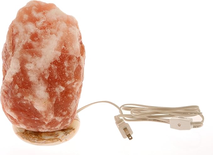 Himalayan Rock Salt Natural Crystal Lamp, 8.5" s Tall – Soft Calm Therapeutic Light – Unique Naturally-Formed Salt Crystal Handcrafted Design On Onyx Marble Base – Table Lamp, Dark Orange Hue
