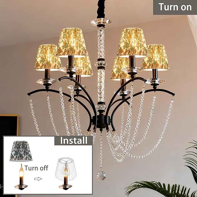 Small pleated lampshade chandelier shades set of 6. Lampshade for Wall Lamp.chandelier shades.small table lamps.For Cutting Edge bulbs.light bulb shade.chandelier light covers.4" X 5" X 6"