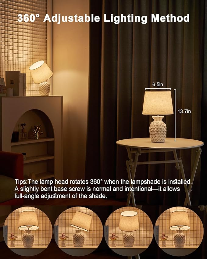 UMEXUS 13" Small Rechargeable Cordless Table Lamp, Remote Control Timer Dimmer, Battery Powered Color Changing Light, Nightstand Lamp for Bedroom Kitchen Living Room (Upgraded Ceramic Base)