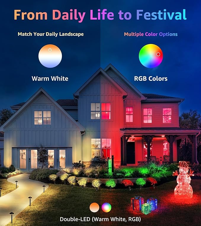 SUNVIE Christmas Spot Lights Outdoor 12W RGB LED Color Changing Landscape Lights with Remote Control 120V Landscape Lighting Waterproof Outdoor Spotlight for Yard Garden Patio Lawn Decorative, 2 Pack