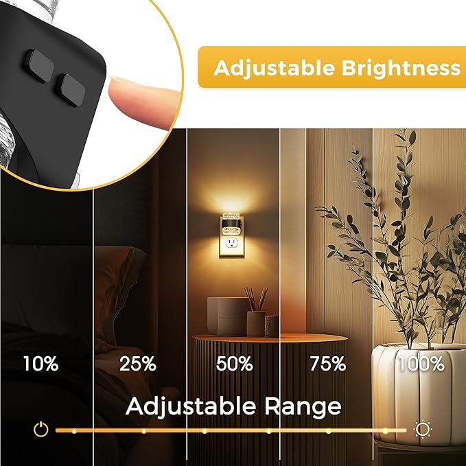 L LOHAS LED Night Light, 3000K Bubble Night Lights Plug into Wall, Acrylic Night Lights with Dusk-to-Dawn Sensor, Adjustable Brightness,Soft White Plug in Nightlights for Rooms Bathroom Hallway