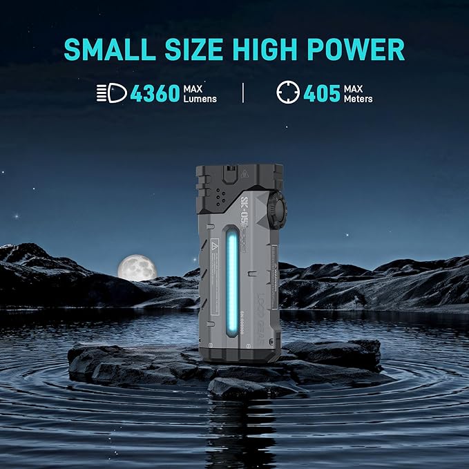 LOOP GEAR SK05PRO 8000mAh Power Bank Flashlight, 4360 Lumens Dual Light Source Magnetic USB-C Rechargeable, IP68 Waterproof Flashlight for Camping, Hiking, Emergency, Outdoor
