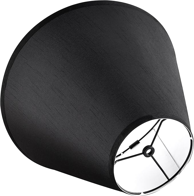 Black Lamp Shades Set of 2 Small Barrel Shades, Fabric Lampshade for Table and Floor Lamp, 5.5'' Top x 10'' Bottom x 7.2'' Height, Spider Fitting, Handcrafted By GO&SO