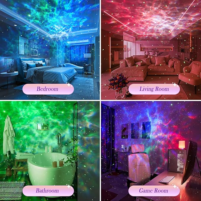 OneFire Galaxy Light Projector with Gift Box/360 Lighting Modes/15 White Noise/Bluetooth Speaker Star Projector for Bedroom for Teen Girls, Kids Room Ambient Lighting