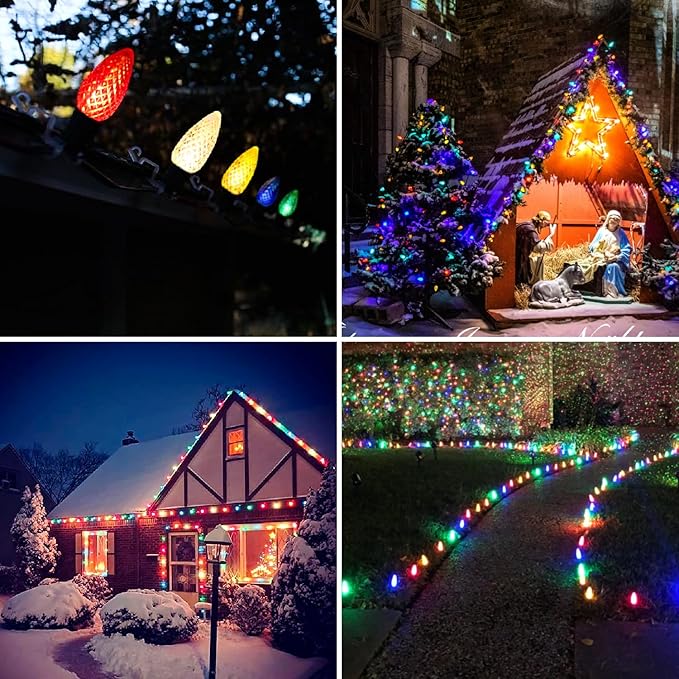 C9 LED Christmas Light Bulbs, Shatterproof & Waterproof C9 LED Replacement Bulb, Color Holiday Decor Bulbs for Indoor & Outdoor Use, E17 Base (Multicolor 50Pack)