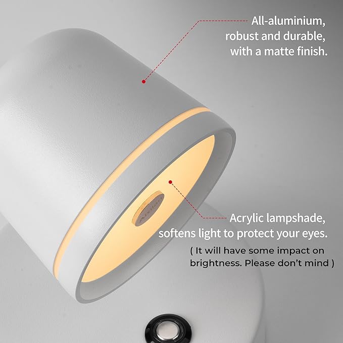 Aisilan Plug in Wall Sconce, Touch Dimmable Wall Light with 3 Color Temperatures, Adjustable 7W LED Sconce CRI97, Modern White Aluminum Plug in Wall Lamp for Bedroom Bedside Reading