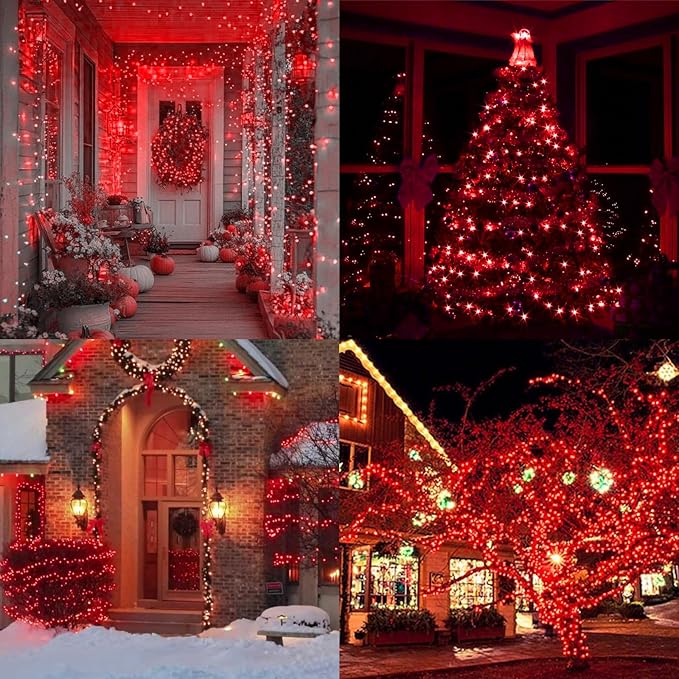 Red Valentines Decor Lights, 32.5FT 100 LED Valentine's Day String Lights Outdoor Indoor, 16 Lighting Mode Plug in Waterproof Fairy Lights for Wedding Party Bedroom galentines day Decorations