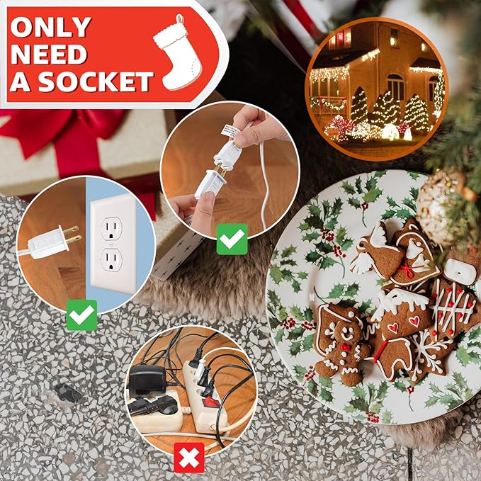 Christmas Village Lights with 4 Led Light Bulb, LED Light Bulb C7 Cord Clip Lights Christmas Halloween Cabin,Pumpkins,Outdoor Atmosphere Decoration, Holiday Craft Decorations