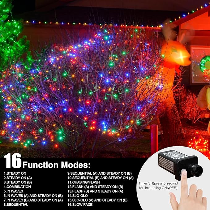 LAMPHOME 100 LED Easter String Lights, 33 FT Colorful Connectable Waterproof String Lights Clear Wire with 16Modes, Easter Decorations for Indoor Outdoor Party Yard Garden (Multicolor)