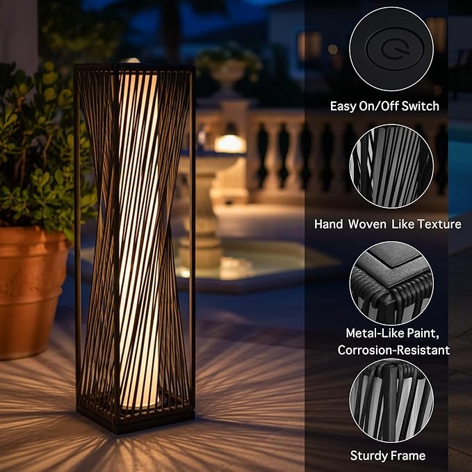 EcoGreen Solar Floor Lamp - 29.53" Outdoor Solar Lights, Warm Glow, 8H Auto-On, Waterproof for Garden & Patio (Dark Brown)