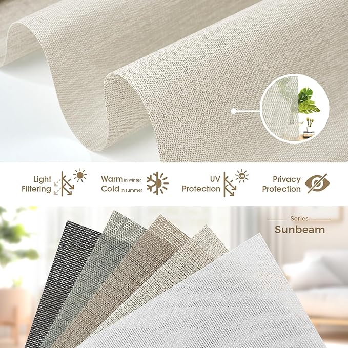 HeyBlinds Motorized Roller Shades, Smart Blinds for Windows, Remote Automatic Window Shades, Electric Shades, Light Filtering, Compatible with Alexa Google Apple Home (Sunbeam-Light Camel LF)