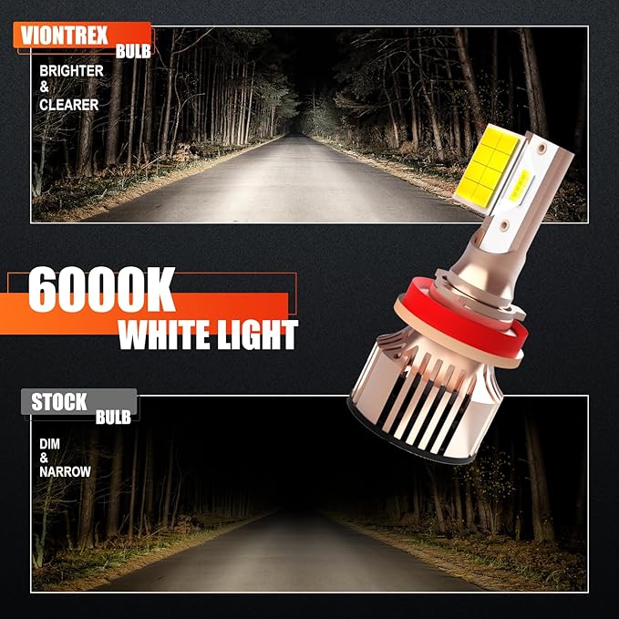 Fits for Toyota Corolla Light Bulbs(2009-2013) Headlamp Bulbs Kit 6000K White 45000LM Brightness Upgrade Easy-Install Plug-n-Play 6-Pack
