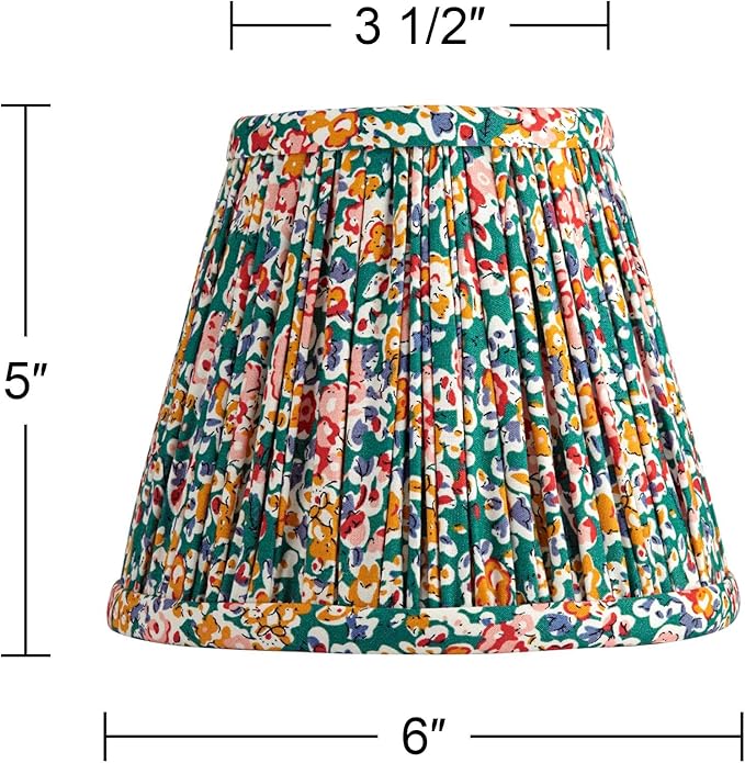 Springcrest Nelle Multi-Color Floral Cottage Core Pleated Shade 3.5x6x5 (Clip-On) - Springcrest