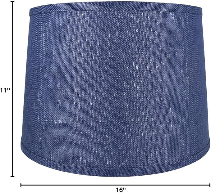 Urbanest French Drum Burlap Lampshade, 14-inch by 16-inch by 11-inch, Navy Blue
