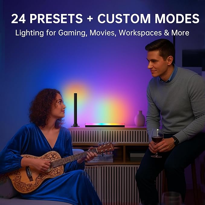 Light Bars with RGB+IC, 16.5-inch Bluetooth TV LED Backlight Suitable 45-85inch TVs, Smart TV Behind Lights with 16M Colors Scene and Music Modes for Gaming, Patry, Room Decotation