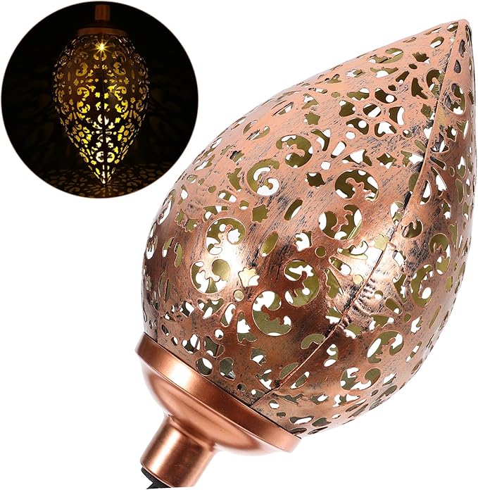 Kisangel Outdoor Waterproof Hollow Projection Lantern for Garden and Patio Solar Powered Tiki Torch Light with Flickering Flame for Yard and Lawn Decoration