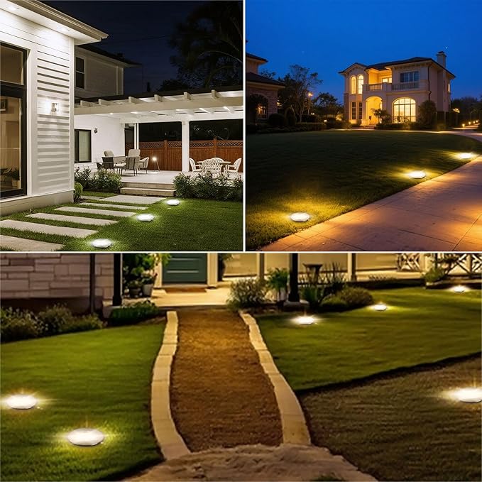 Outdoor In-Ground Lights Wired,Waterproof IP67 LED Landscape Lights 110V 120V,3CCT Selectable Well Lighting,Diameter 4inches up Tree Spotlight for Pathway,Garden,Yard,Pack of 8 (5W, Piece, 8)
