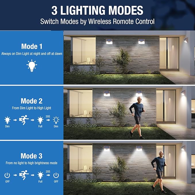Peasur 18 Pack/140 LED Solar Lights, Outdoor Waterproof, 3 Lighting Modes, Motion Sensor, Black
