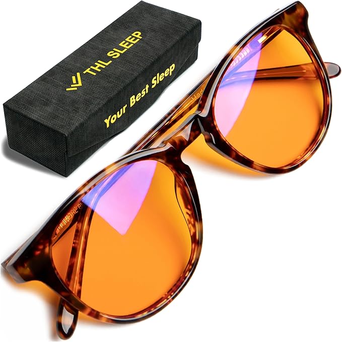 Orange Blue Light Blocking Glasses for Better Sleep - 99.5% Premium Acetate Migraine Glasses for Women & Men