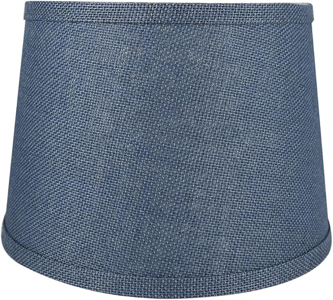 Urbanest French Drum Burlap Lampshade, 10-inch by 12-inch by 8.5-inch, Denim Blue
