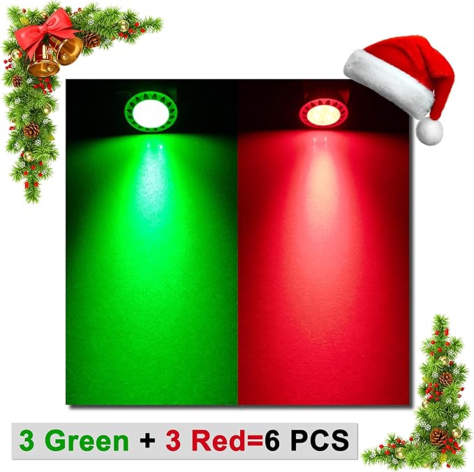 ALIDE LED Bulbs, 7W MR16, Red Green, 38 Deg, 6 Pack Mix, Replace 50W-75W Halogen, Low Voltage AC/DC12V, GU5.3 Base, for Christmas Holiday Decoration, Outdoor Landscape Lighting