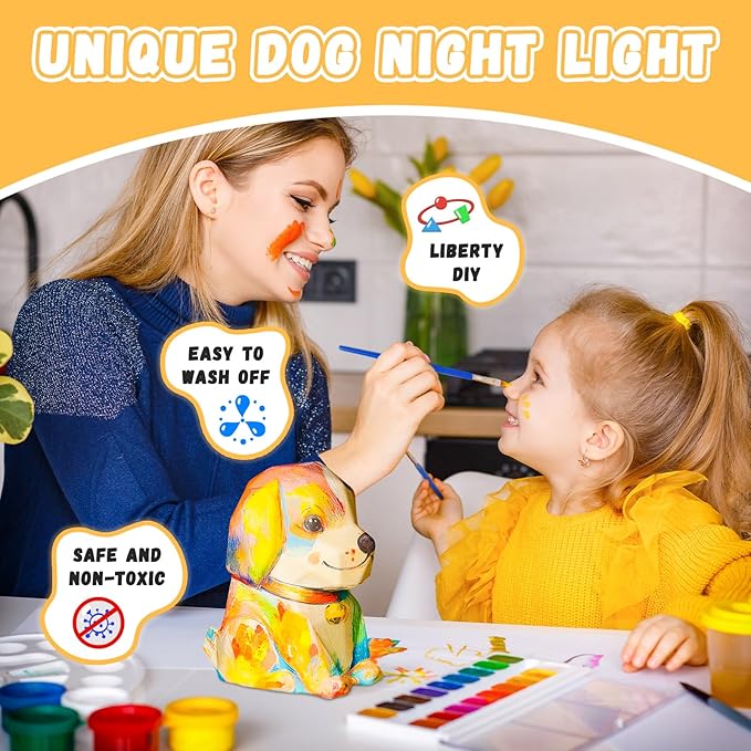Paint Your Own Dog Lamp Kit, DIY 3D Dog Night Light, Art Supplies Arts and Crafts for Kids Ages 8-12, Creativity Painting Kit Toy for Girl Boy Teen, Kids Birthday Gift Ages 3 4 5 6 7 8 9 10 11 12+