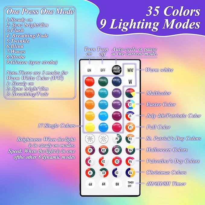 300 LED Color Changing Christmas Lights, 35 Colors 98FT String Lights Easter Decorations, Waterproof Twinkle Fairy Light Clear Wire for Bedroom Indoor Outdoor Holiday Xmas Tree Wedding Party