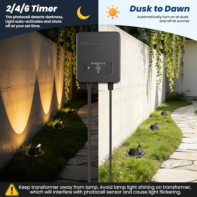 All-in-One Low Voltage Landscape Lighting 12W LED Well Lights IP67 Outdoor In-Ground Lights Waterproof with 96W Transformer, 2700K Warm White Pathway Lighting for Yard Garden, 6 Pack