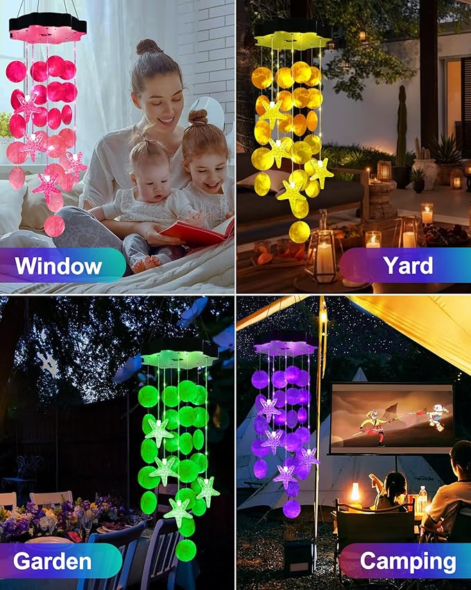Toodour Solar Wind Chimes for Outside, Shells Light Gifts for Mom Grandma Women Wife Girls, Waterproof St Patricks Day Decorations Solar Lights for Holiday Garden Porch Yard Outdoor Decor (Green)