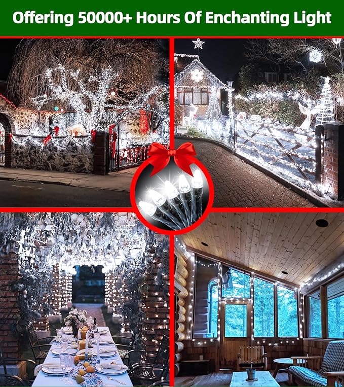 1500 LED 470FT Christmas Lights Outdoor,12 Lighting Modes Christmas String Lights with Timer, Dimmable Cool White LED String Light Waterproof for Outside Yard Tree Patio Xmas Party Holiday Decorations