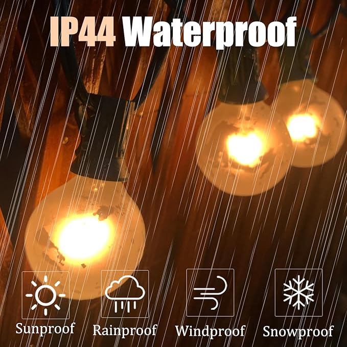 Abeja G40 Outdoor String Light, 25FT Frosted White Christmas String Lights with 27 Frosted White Bulbs, G40 Globe Patio String Lights for Backyard Porch Balcony Party Wedding Umbrella- Green Wire