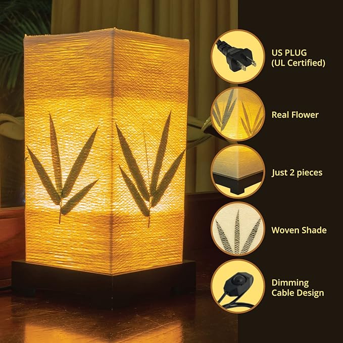 Japanese Lamp Lantern Asian - Table Lamp Japanese Decor Bamboo Lamp for Nightstand, Dresser, Living Room, Kids Room, Dorm, Office - Instructions + Lightbulb Included