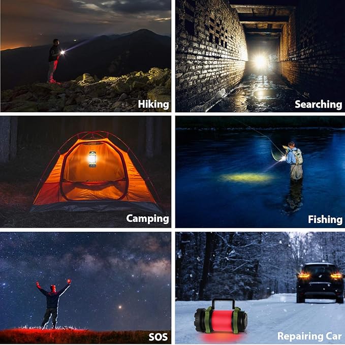 3 Pack Camping Lantern, Outdoor LED Camping Light, Rechargeable Flashlights with 1000LM, 6 Modes, IPX5 Waterproof Portable Emergency Camp Light for Hurricane Survival - Green
