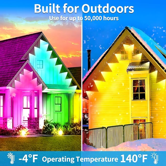 500FT Permanent Outdoor Lights House Outside Permanent Christmas Lights, App/Remote Control IP67 Waterproof Permanent led Lighting for house roof decor ，Christmas, Daily & Holiday Party Decor