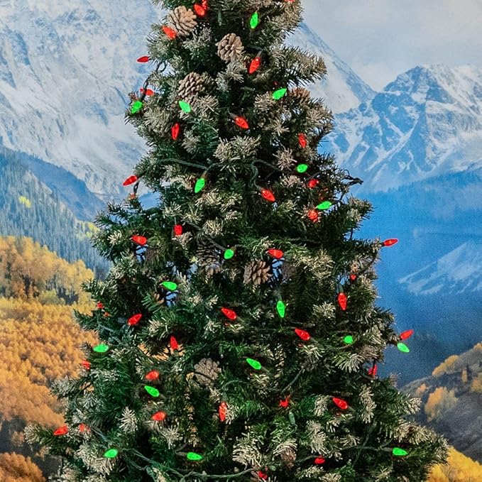 Novelty Lights 24FT 70 LED C6 LED Christmas Light String, Outdoor Christmas Tree Permanent Commercial Grade Decoration (Red/Green)