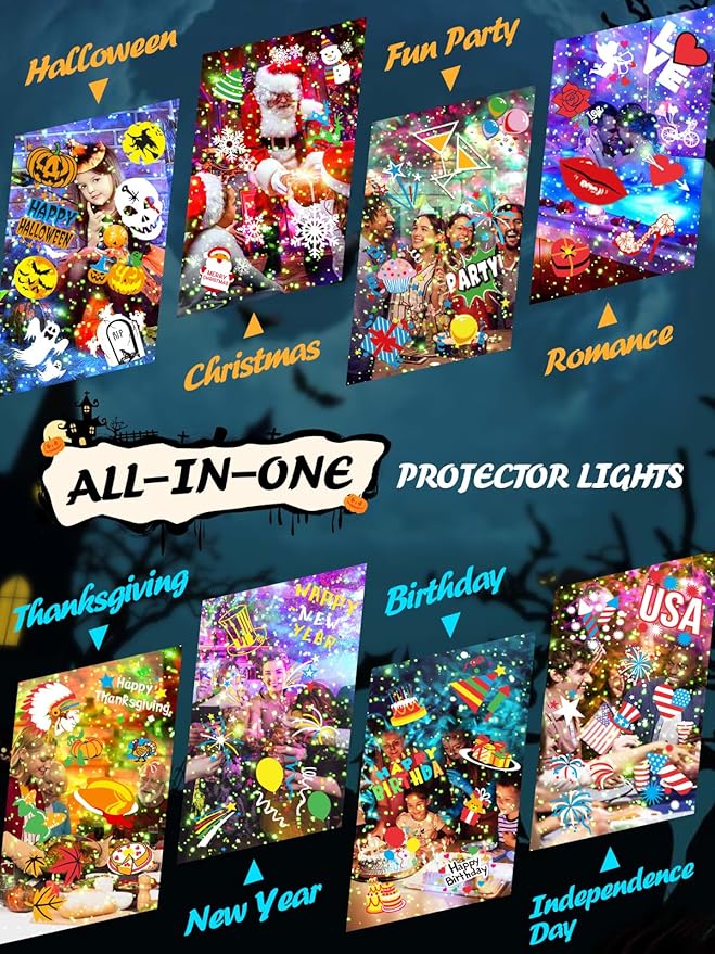 3 in 1 Christmas Projector Outdoor with Firefly & Ocean Wave Light, 160 HD Patterns Christmas Decor, 3D Dynamic Christmas Holiday Snowflake Projector Waterproof w/Timer for Outdoor Indoor Light Show