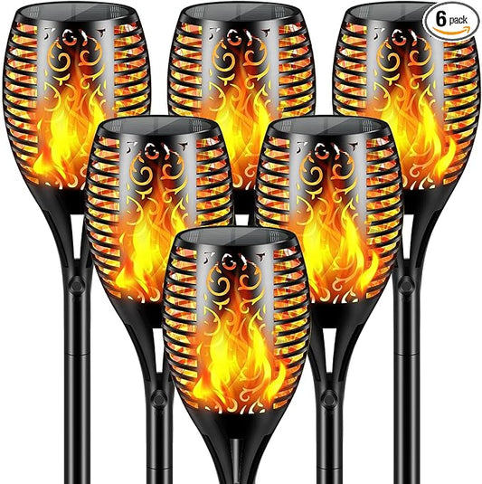 Solar Lights Outdoor 99 LED Higher & Larger Flickering Flame Solar Torch Light 43" Waterproof Outdoor Lighting Solar Powered Pathway Lights Christmas Decorations for Garden Patio Yard (6Pack)