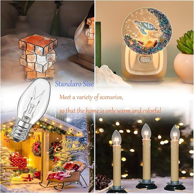 Salt Lamp Bulbs - 15 Watt Light Bulbs for Scentsy Wax Warmer - C7 Replacement Bulbs for Plug in Wax Diffuser- Warmwhite - Dimmable,16 Packs (Salt Lamp Bulb 15w)