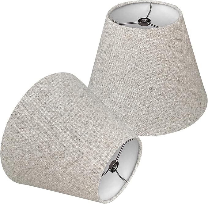 TOOTOO STAR Small Lamp Shades for Table Lamps Set of 2, Brown 6" Top X 10" Bottom X 7" High Modern,rustic style lamp shade,Handmade Lampshade in Natural Fabrics (Spider)