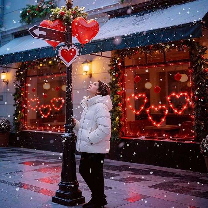 LOLStar Valentines Day Window Lights Decor with Timer, 3 Pack Battery Operated Red Heart-Shaped Window Decorations Silhouette Sucker LED Lamp Slow Fade Mode Romantic Light for 2026 Holiday Indoor Home