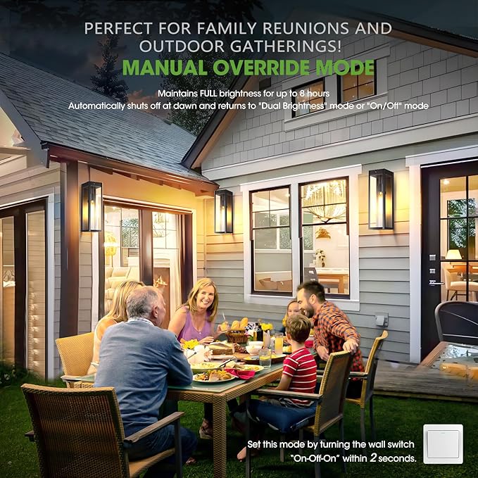 Motion Sensor Large Outdoor Wall Light Fixtures 2-Pack, Anti-Rust Front Porch Lights Wall Mount, 16'' Dusk to Dawn Outside Sconce Lights for House, Waterproof Black Exterior Coach Lights for Garage