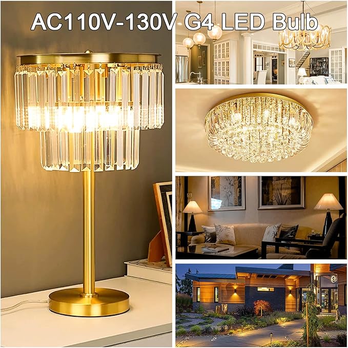 G4 120V LED Bulb Dimmable, G4 Bi-Pin Base Light Bulbs 120V 5W Warm White 3000k Equivalent to 40W Halogen for Under-Cabinet Ceiling Table Puck Lights, 10 Pack