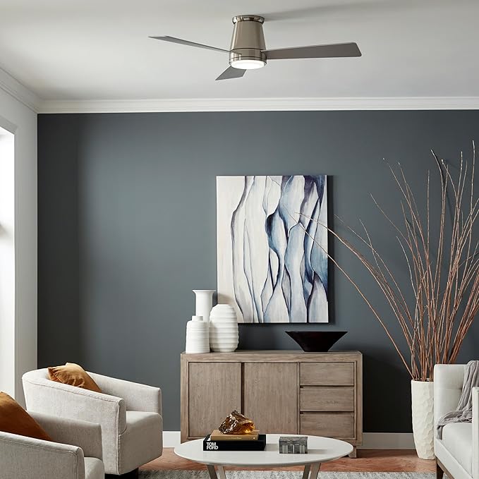 WAC Lighting Hug 3 Blades Aluminum Smart Flush Mount Ceiling Fan in Matte Black