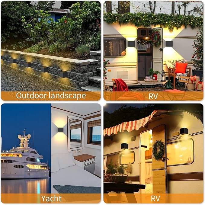 12V LED RV Wall Light-with On & Off Switch,Low Voltage LED Deck Lights,IP65 Waterproof Wall Sconce,Wall Mount Adjustable Beam Angle Design,6W for RV,Boat,Patio,Backyard,Porch lamp (warm light)