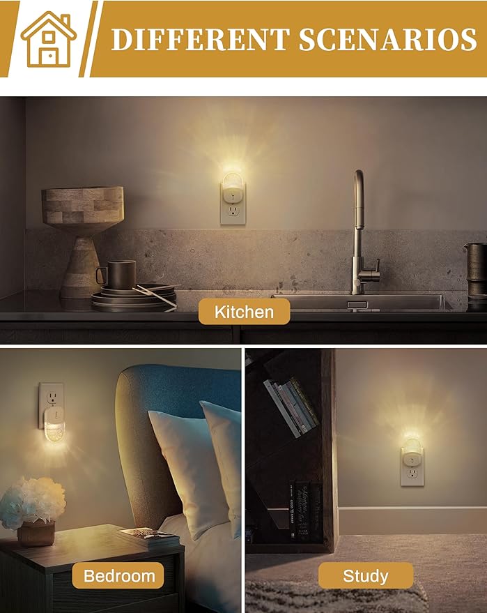DORESshop LED Night Light, Baby Night Lights [2 Pack], Plug in Night Light with Auto Dusk to Dawn Sensor, Adjustable Brightness NightLight for Kids, Bathroom, Bedroom, Nursery Room, Soft White 3000k
